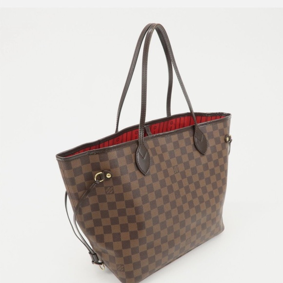 LV Louis Vuitton authentic Damier Ebene Neverfull MM N51105 Tote Bag, Brown. - Picture 9 of 15
